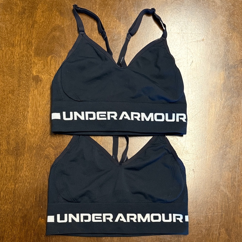 Under Armour Compression Black Sports Bra Duo Lot Small